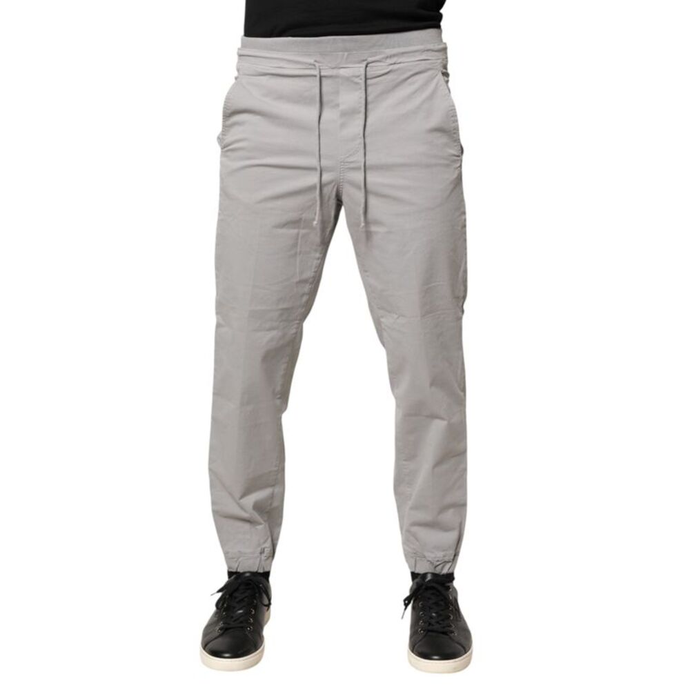 Dondup Light Gray Cotton Mid Waist Skinny Men Jogger Trouser Men's Pants
